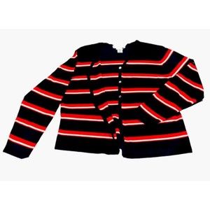 Pendleton 2 Piece Red Blue Cardigan W/ Sleeveless Turtleneck Sz XL Silk Blend